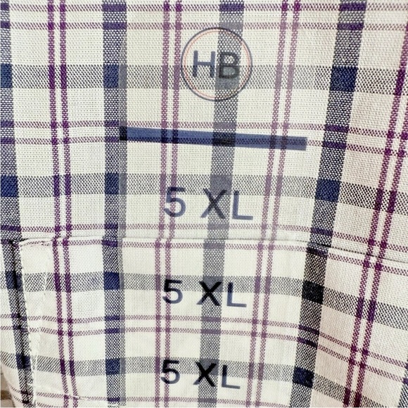 HB Harbor Bay Men’s 5XL Plaid Navy Purple Long Sleeve Shirt - Picture 6 of 7